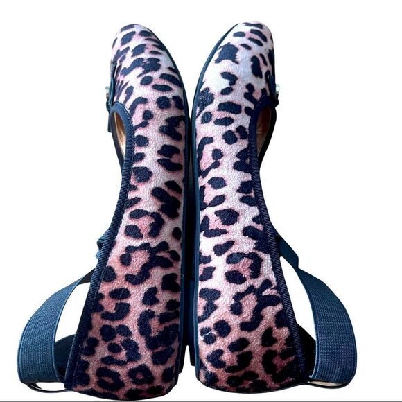 Jessica Simpson Madison Animal Print Crisscross Ankle Ballet Flat Shoes Sz 4M - Picture 6 of 14
